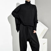 Loose Fit Black Oversize Back Long Sweatshirt